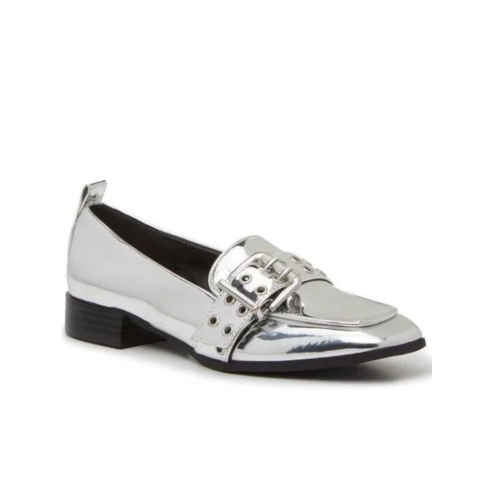 Mix No. 6 Metallic Silver Piercie Buckle Strap Loafer Women's Size 7